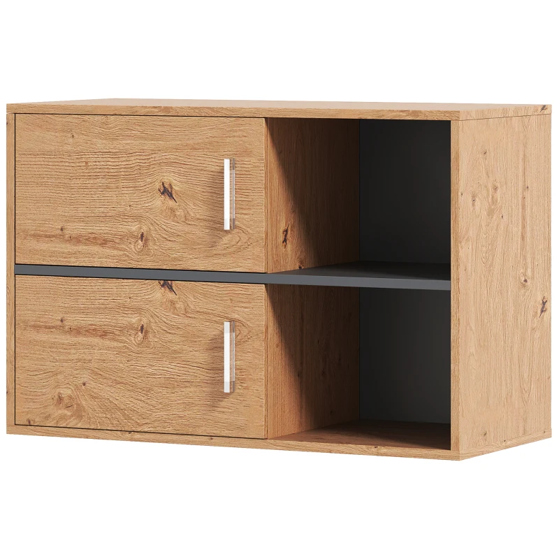HOMCOM Móvel Auxiliar Casa de Banho Móvel para Casa de Banho de Parede com Compartimentos Abertos e 2 Portas 80x35x57,5 cm Madeira