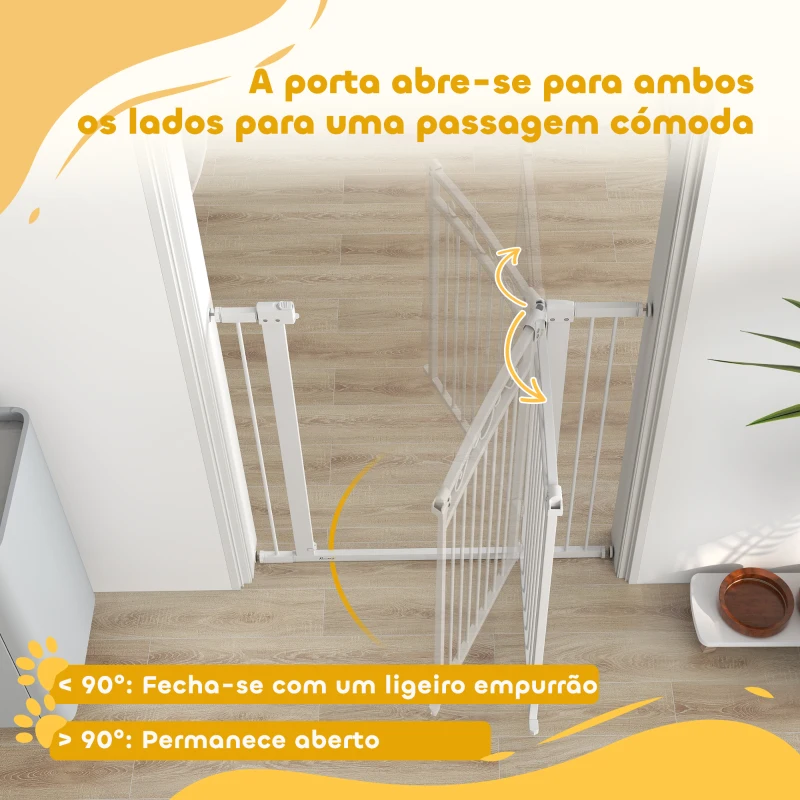 PawHut Barreira de Segurança para Cães Extensível Barreira para Animais de Estimação com Duplo Bloqueio 76-102x4x104 cm Branco