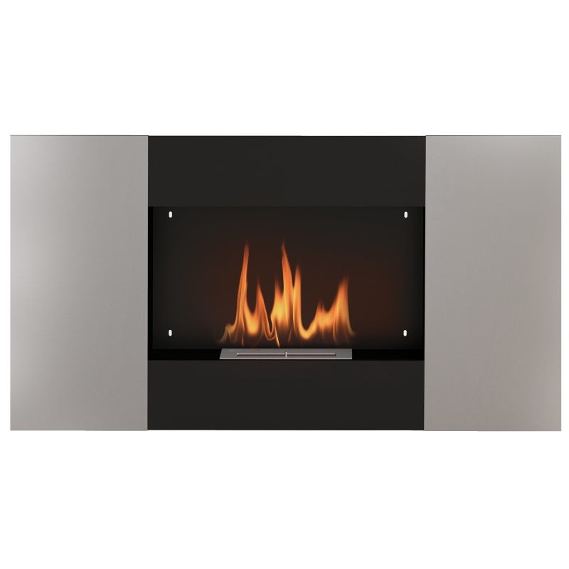 HOMCOM Șemineu pe Bioetanol de 0,9L pentru Durată de 3,3 ore, Bioșemineu Încastrabil din Oțel și Sticlă, 100x15x54 cm, Negru