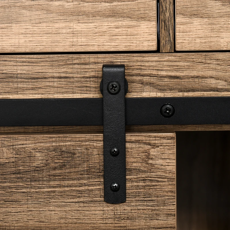 HOMCOM Mobile da Cucina Rustico con 2 Cassetti, Ripiani Aperti e Portabottiglie, Credenza Buffet in Legno e Metallo, 80x39x86 cm, Color legno