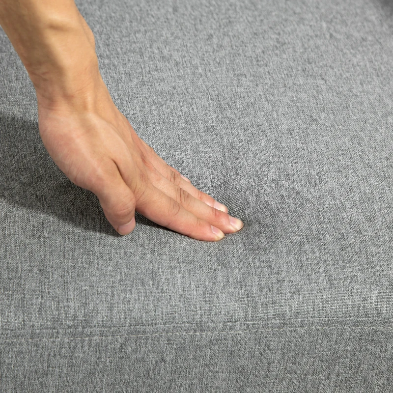 HOMCOM Poltrona Sala de Estar Estofada em Linho com Apoio para os Braços e Estrutura de Madeira de Borracha 64x75x76 cm Cinza Claro