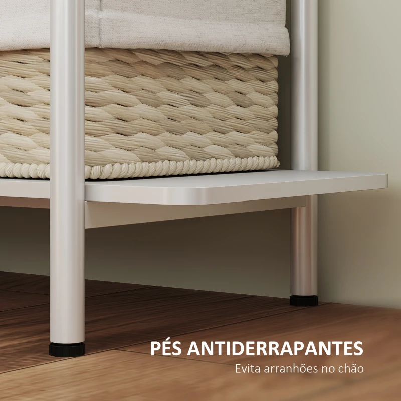 HOMCOM Estante de 4 Níveis Estante para Livros com Painel Perfurado e Estrutura Metálica 100x35x160,5 cm Branco