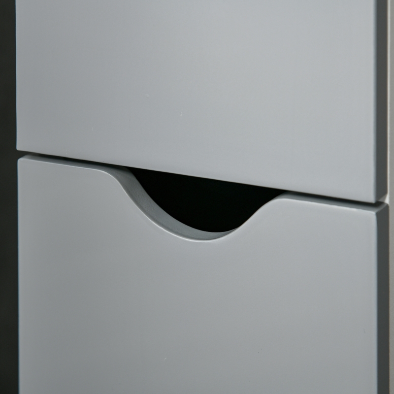 kleankin Coluna Casa de Banho com 2 Portas e 2 Prateleiras Abertas Estilo Moderno 15,2x29,8x118cm Branco e Cinza