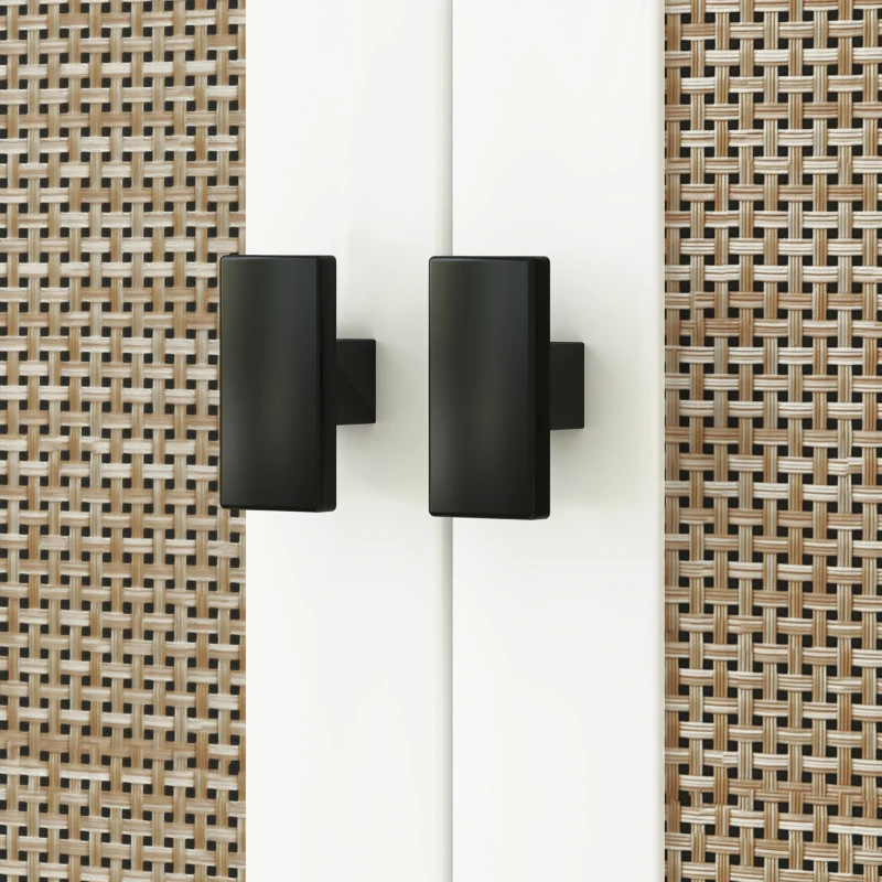 HOMCOM Móvel para Lavatório Pousar com 2 Portas de Vime PE 2 Prateleiras e Sistema Anti-Tombo para Casa de Banho 60x30x30 cm Branco