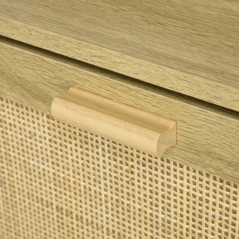 HOMCOM Schuhschrank 2 Schwenktüren Regal geflochtene Rattan-Optik Bohème Design - Maße 80L x 24,5B x 110H cm