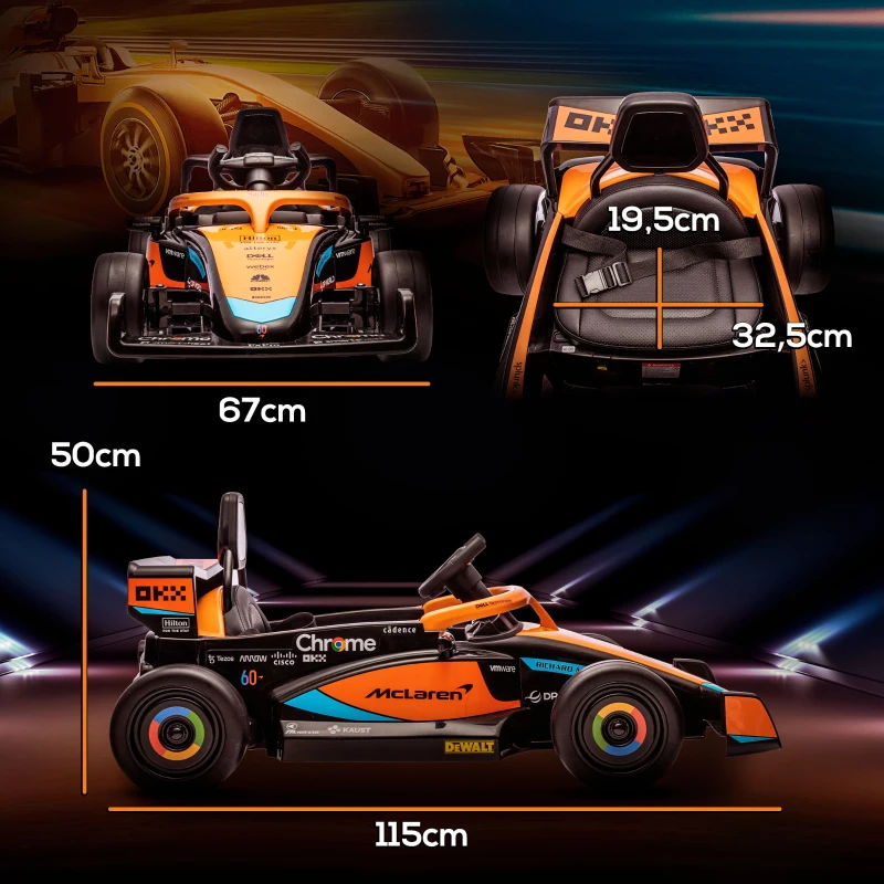 AIYAPLAY Voiture Électrique pour Enfants, Formule 1 McLaren, avec Télécommande, Musique, pour 3-5 Ans, Orange(m-3)