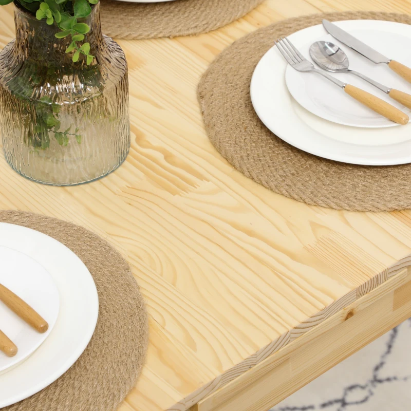 HOMCOM Table à manger en bois massif, Table pliante, extensible, Nature
