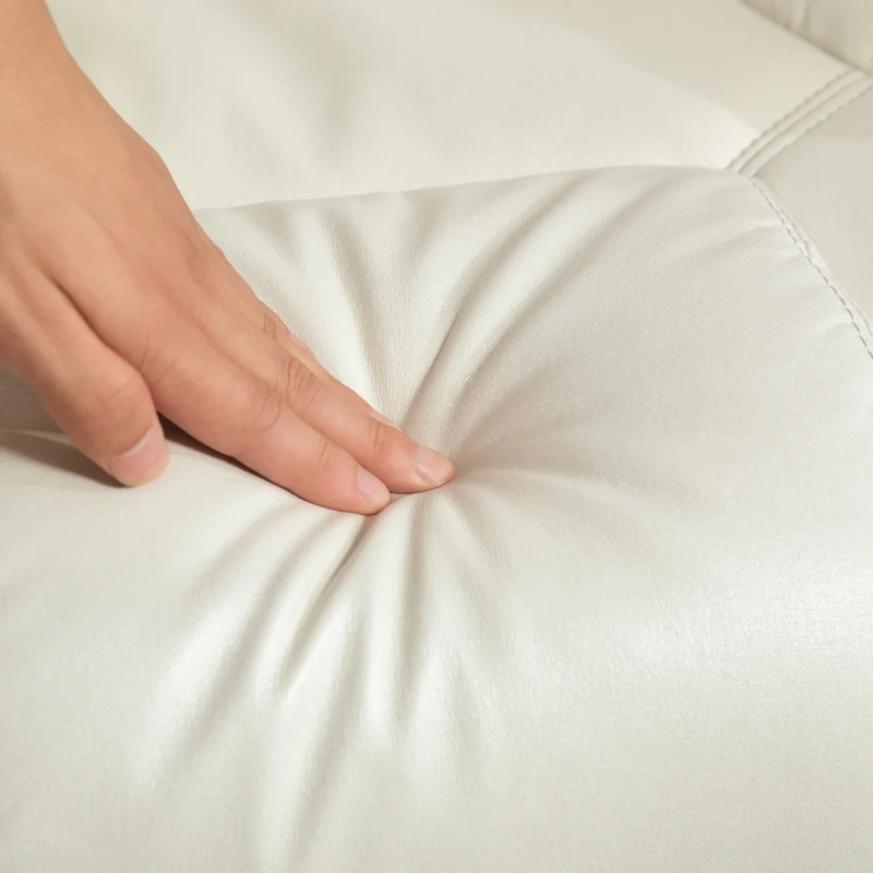 HOMCOM Relaxfauteuil met voetenbank, Lederlook, verstelbare rugleuning, tot 150 kg, Crème Wit