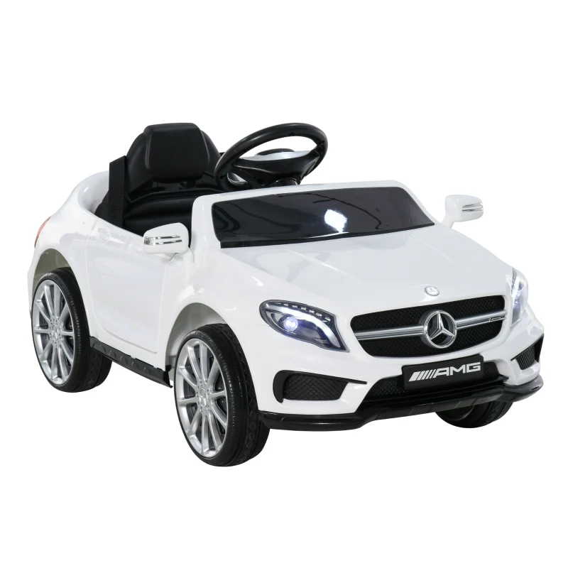 HOMCOM Elektroauto Mercedes Benz GLA für Kinder ab 3 Jahren mit Fernbedienung, MP3 USB, Lichtern und Geräuschen, öffnenden Türen, maximale Belastung 30 kg, Abmessungen 100 x 58 x 46 cm weiß