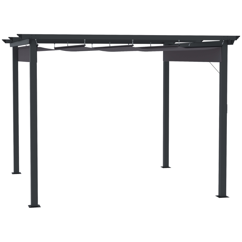 Outsunny Pergola 3 m x 3 m, avec Schiebedach, résistant aux intempéries, Aluminium, Noir