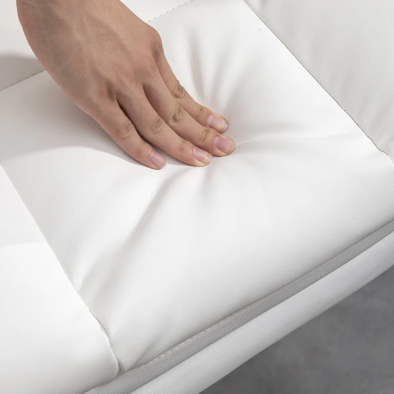 HOMCOM Chaise de bureau ergonomique, réglable en hauteur de 48-56 cm, dossier inclinable, repose-pieds, blanc