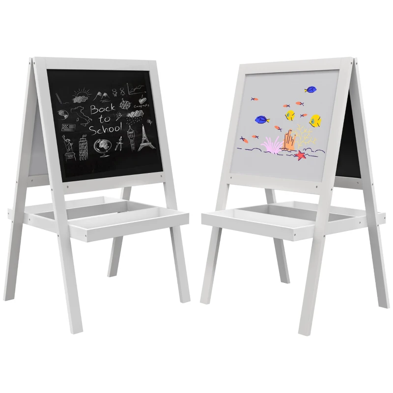 AIYAPLAY Kindertafel-Aufstellbild 2 in 1 magnetische Kreidetafel und schwarze Tafel weiß