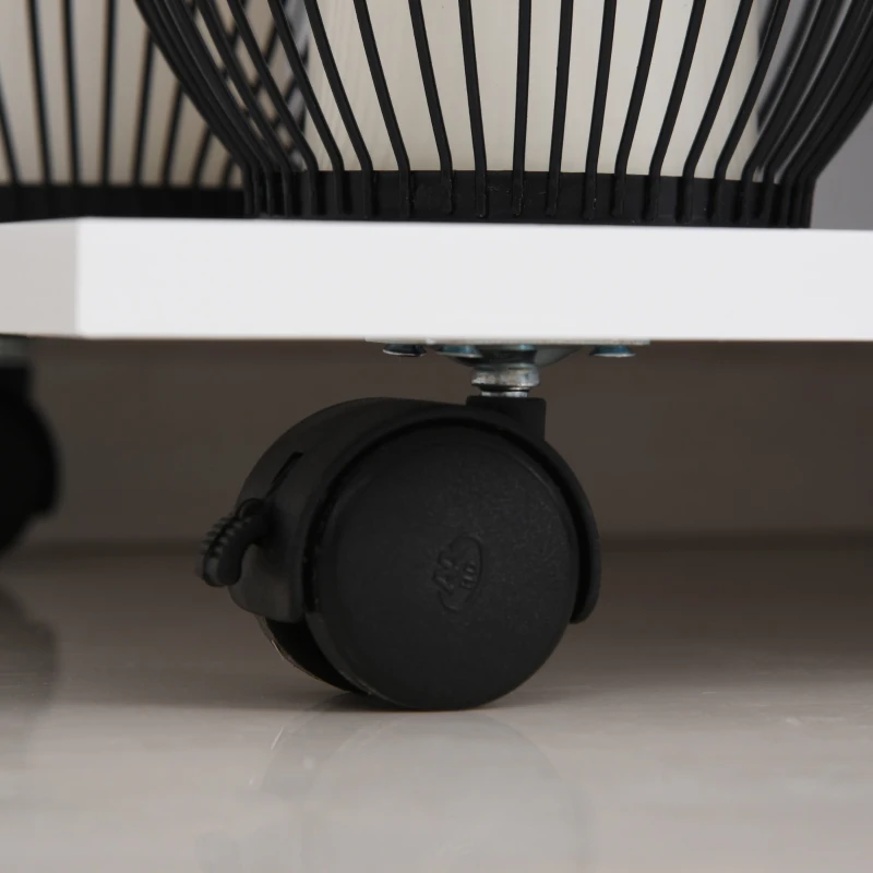 Vinsetto Mobiletto per Stampante in Legno con 4 Ruote, Mensola Regolabile e Piano per CPU, Bianco