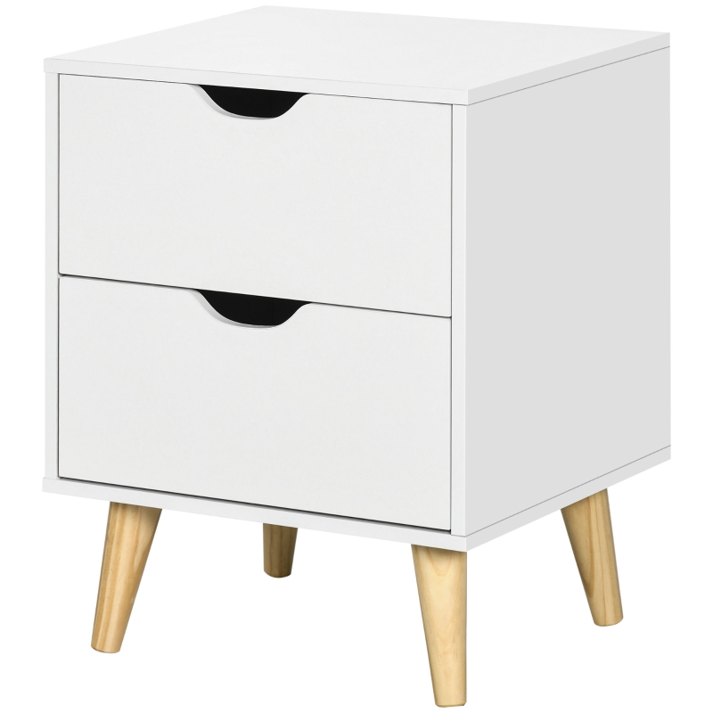HOMCOM Nachttisch Nachttisch im skandinavischen Stil mit 2 Schubladen in Weiß und Holzoptik - 40 x 35 x 50,5 cm