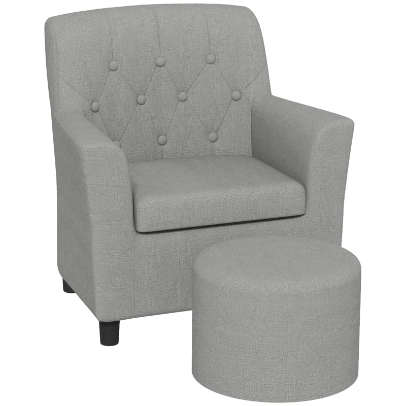 AIYAPLAY Fauteuil pour enfants avec repose-pieds, dossier à motif en losange, siège doux, cadre en bois, gris