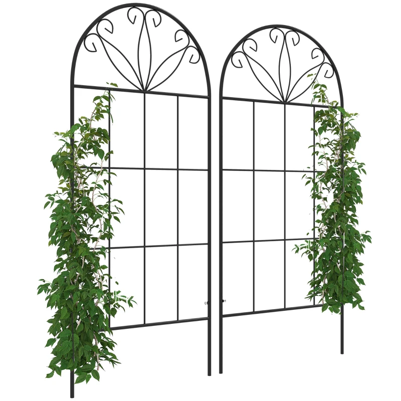 Outsunny Gartengitter Set von 2 Rankhilfe für Kletterpflanzen aus Metall - 51 x 120 cm Schwarz