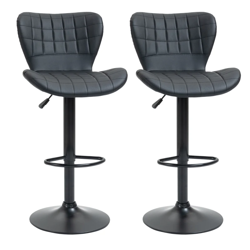 HOMCOM Ensemble de 2 Tabourets de Bar Design Rétro 47 cm x 51,5 cm x 89-109 cm Noir