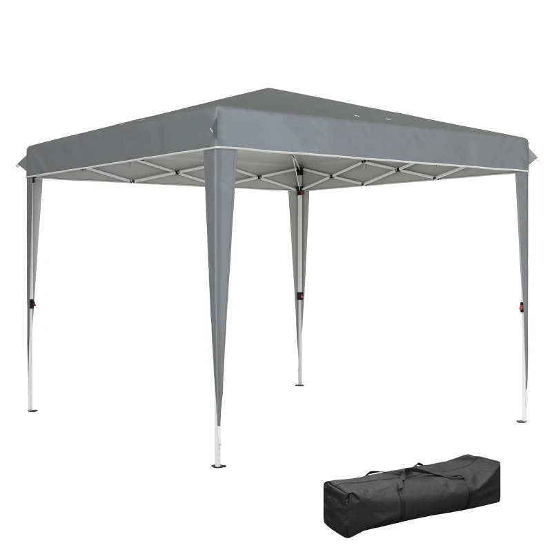 Outsunny 3 x 3 m Popup-Paviljoen met Draagtas, UPF50+ Hoogteverstelbaar Tuinpaviljoen, Lichtgrijs