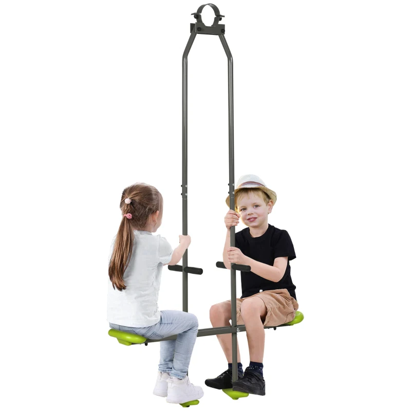 Outsunny Doppelschaukel-Set für Kinder aus Stahl und Kunststoff für Schaukelgestelle - 3 bis 6 Jahre 97,5 x 23 x 170 cm grün