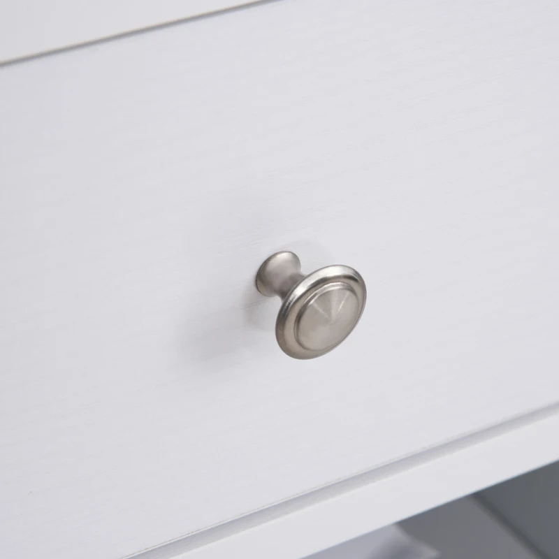 Vinsetto Mobiletto per Stampante in Legno con 4 Ruote, Mensola Regolabile e Piano per CPU, Bianco