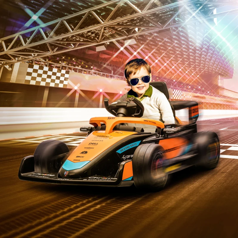 AIYAPLAY Voiture Électrique pour Enfants, Formule 1 McLaren, avec Télécommande, Musique, pour 3-5 Ans, Orange(m-2)