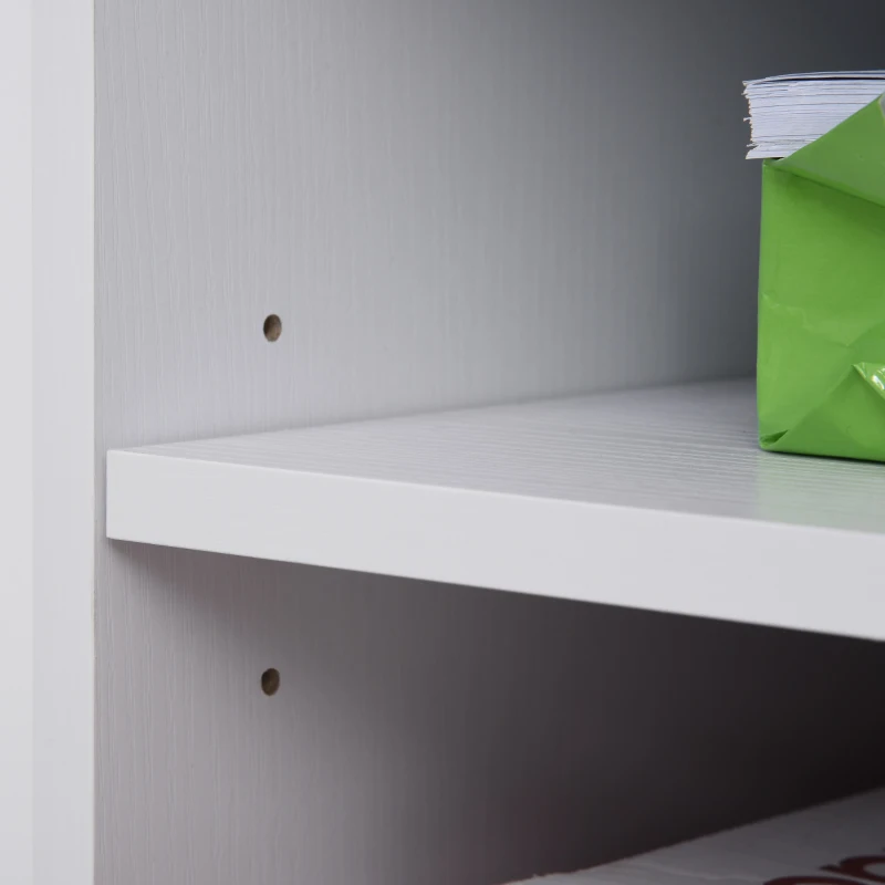 Vinsetto Mobiletto per Stampante in Legno con 4 Ruote, Mensola Regolabile e Piano per CPU, Bianco