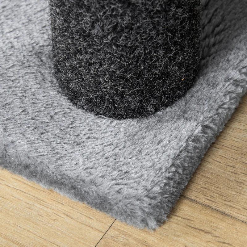 PawHut Arbre à chats Escalier pour chien Escalier pour animaux de compagnie Panneau de particules Peluche Jute Gris 60 x 40 x 64 cm