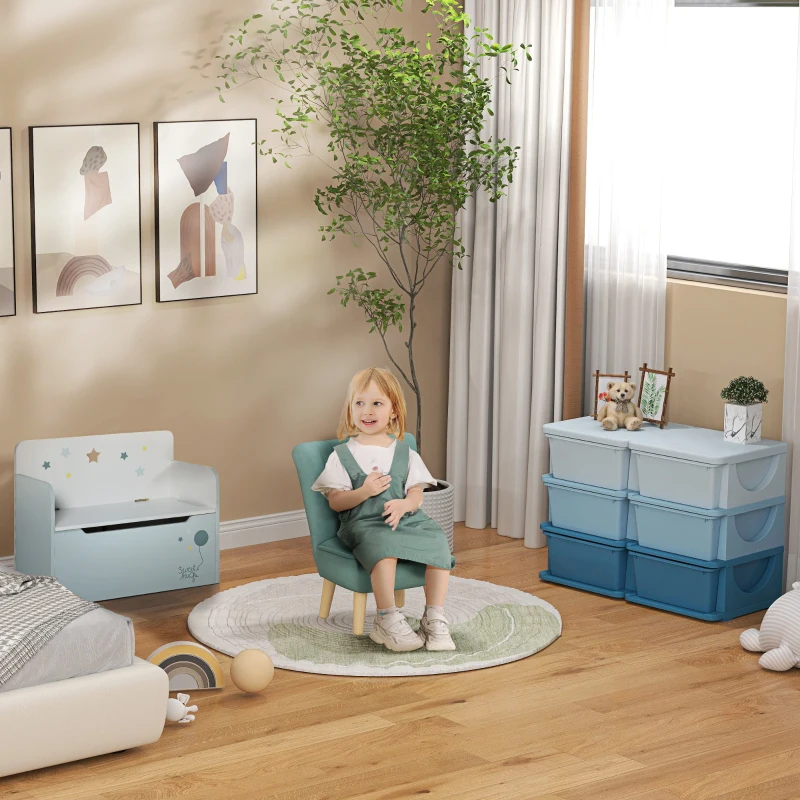 HOMCOM Boîte de rangement pour enfants, Boîte de rangement pour enfants, 3 tiroirs, Bleu