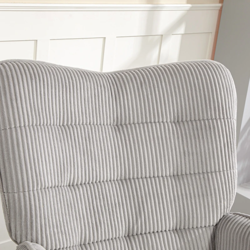 HOMCOM Fauteuil à bascule vintage, patins courbés, rembourrage épais, hêtre & acier, Gris clair