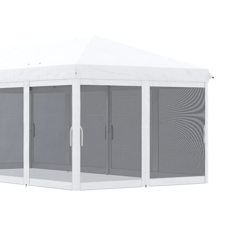 Outsunny Gartenpavillon Barnum Faltbarer Pop-up 6 x 3 m abnehmbare Moskitonetze + Transporttasche Creme Schwarz
