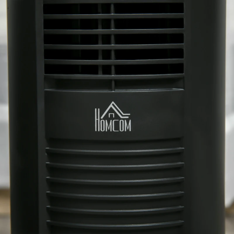 HOMCOM Leiser Säulenventilator mit 70° Oszillation, 12-Stunden-Timer, 4 Modi, 3 Geschwindigkeiten, 45W, 31,5 x 31,5 x 96 cm Schwarz
