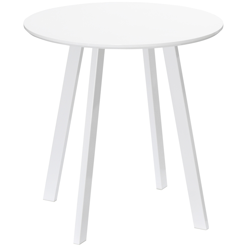 HOMCOM Table à manger, Table de cuisine, pour 2 personnes, Surface brillante, avec embouts de protection, blanc, 72 x 72 x 75cm