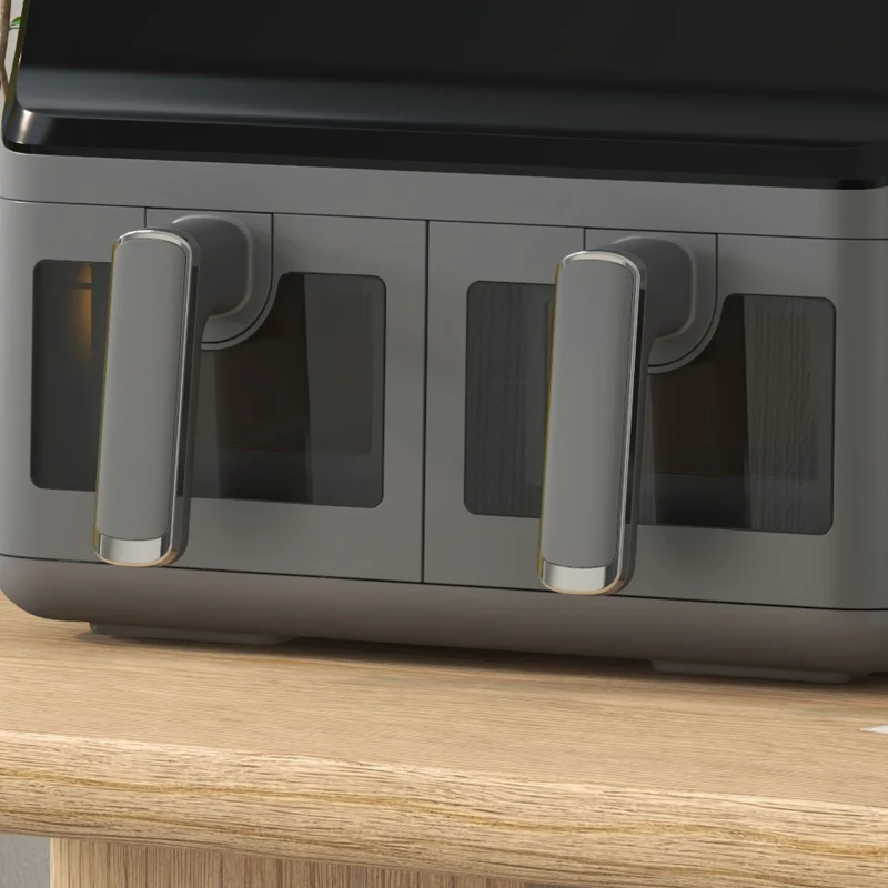 HOMCOM Heißluft Fritteuse ohne Öl Air Fryer Doppelbehälter 8L 2500 W 8 Programme einstellbare Temperatur Timer grau