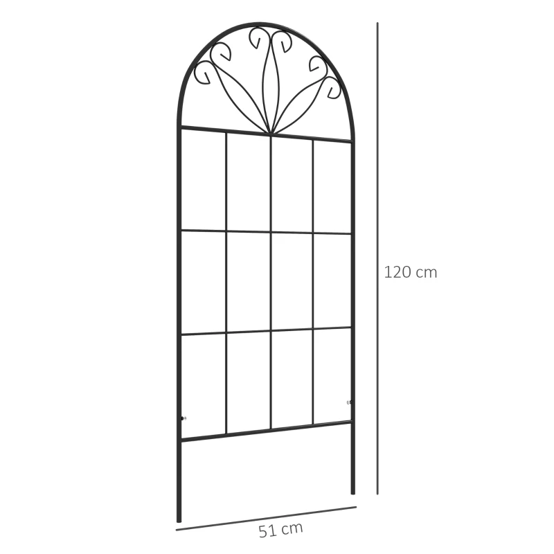 Outsunny Gartengitter Set von 2 Rankhilfe für Kletterpflanzen aus Metall - 51 x 120 cm Schwarz