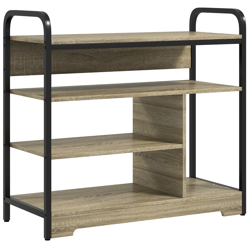 HOMCOM Schuhschrank 4 Ebenen, Schuhaufbewahrung 11 Paare Schuhe Metallrahmen - 70 B x 30 T x 65 H cm Schwarz