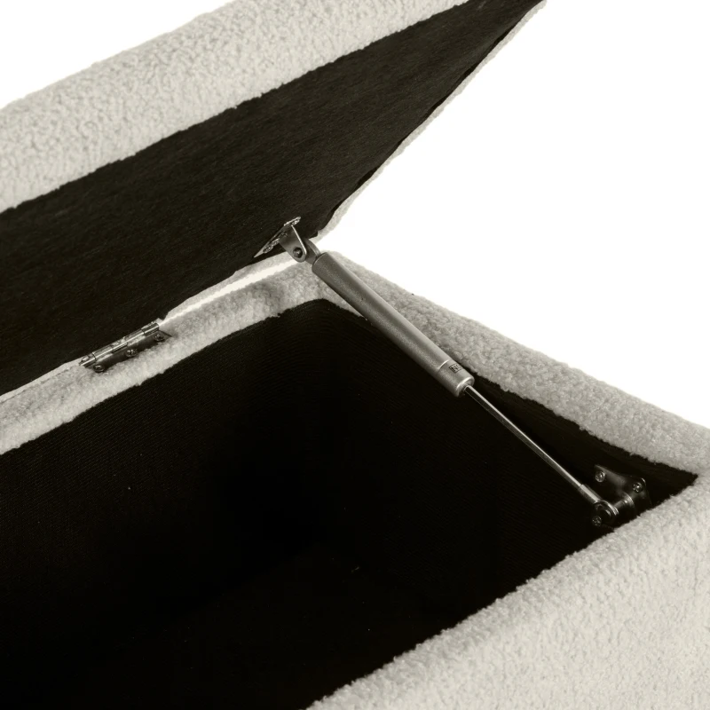 HOMCOM Aufbewahrungsbank Samt Hocker Holzbeine Kautschukholz 95 x 38 x 45 cm Beige