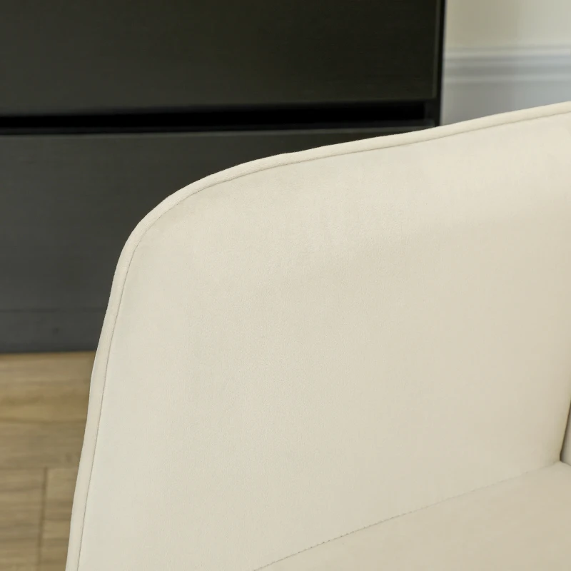 HOMCOM Chaise à Bascule, rembourrage épais, large dossier, hêtre/cadre en acier, jusqu'à 120 kg, Beige