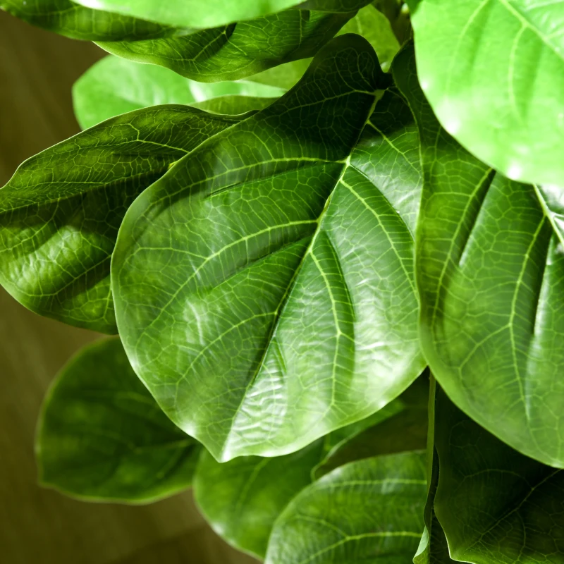 HOMCOM Set mit 2 künstlichen Pflanzen Geigenblattfeige Ficus Lyrata Höhe 180cm mit Topf