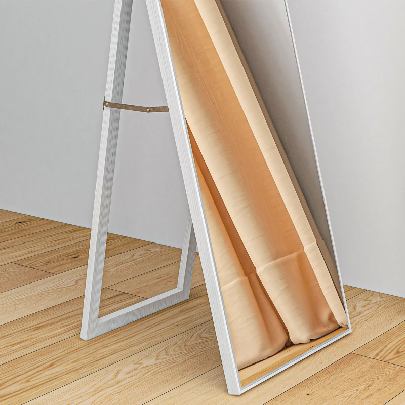 HOMCOM Rechteckiger Stehspiegel Bodenspiegel für Garderobe Wohnzimmer Badezimmer Flur 40 x 47 x 147 cm weiß