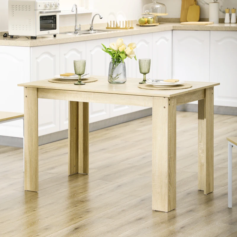 HOMCOM Esstisch Küchentisch modernes Design mit großem Plateau für 4-6 Personen aus Holz Maße 120L x 69B x 75H cm Eiche