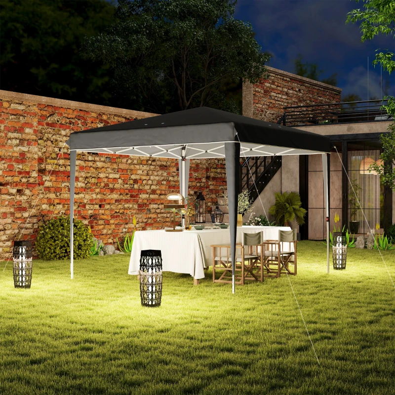 Outsunny 3 x 3 m Pop-up Paviljoen met Draagtas, UPF50+ Hoogteverstelbaar Tuinpaviljoen, Donkergrijs