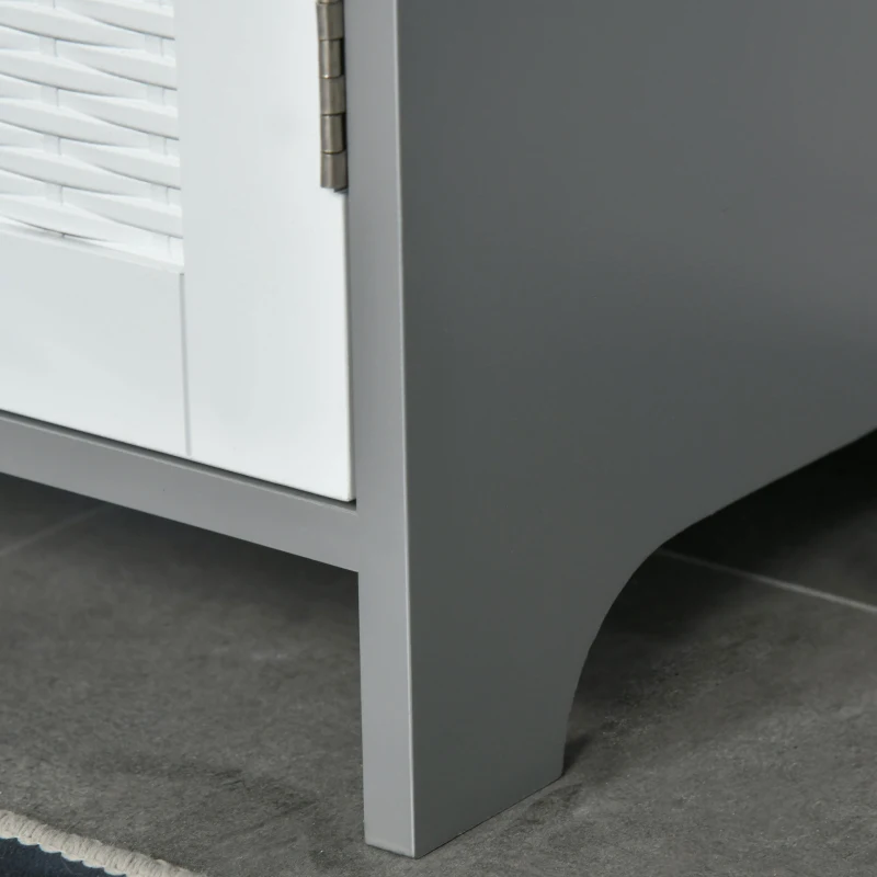 kleankin Unterschrankmöbel Waschbeckenunterschrank Badezimmerschrank 60 x 30 x 60 cm Grau Weiß