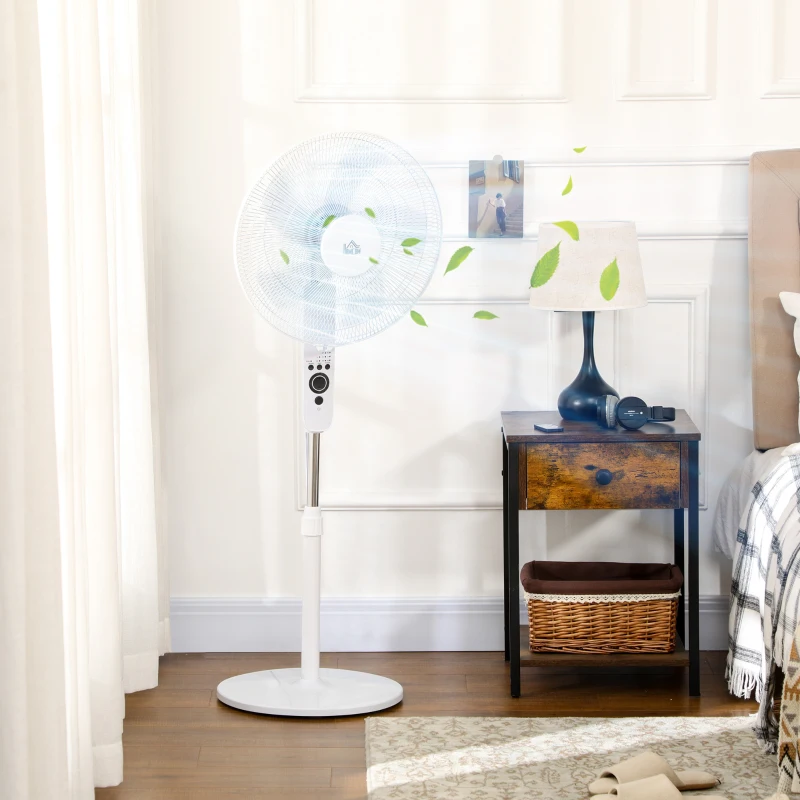 HOMCOM Standventilator Ø 44 cm höhenverstellbar oszillierend leise 45 W mit Fernbedienung Timer 3 Modi 3 Geschwindigkeiten