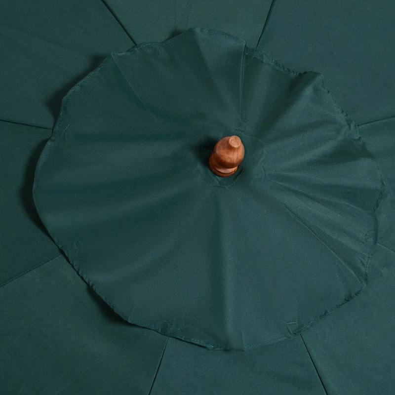 Outsunny Parasol en Bois pour Jardin avec Manivelle 2,5m Vert foncé