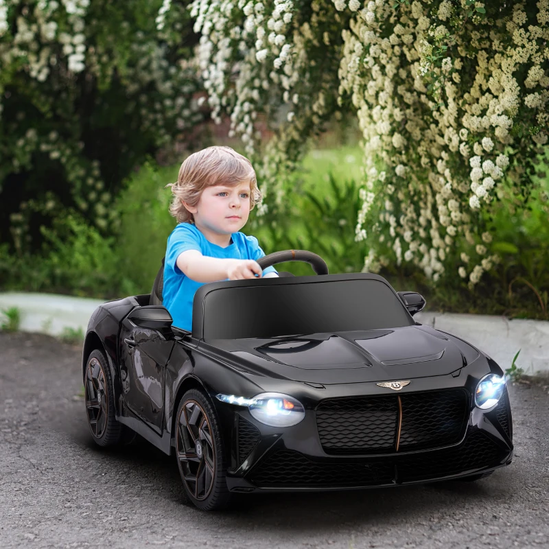 HOMCOM Elektroauto für Kinder von 3 bis 5 Jahren 2 Motoren 12V 25W 3-5 km/h 2,4G-Fernbedienung Bentley Bacalar Schwarz