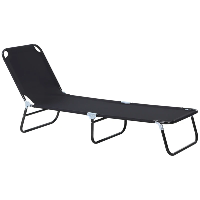 Outsunny Chaise longue, dossier réglable sur 5 positions, séchage rapide, cadre métallique, 190 x 56 x 28 cm, noir