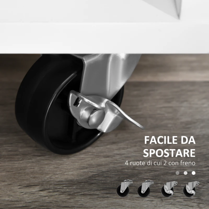 HOMCOM Mobile Porta Stampante con Cassetti, Mobiletto Multiuso per Ufficio e Casa, Nero e Bianco, 100x35x65cm