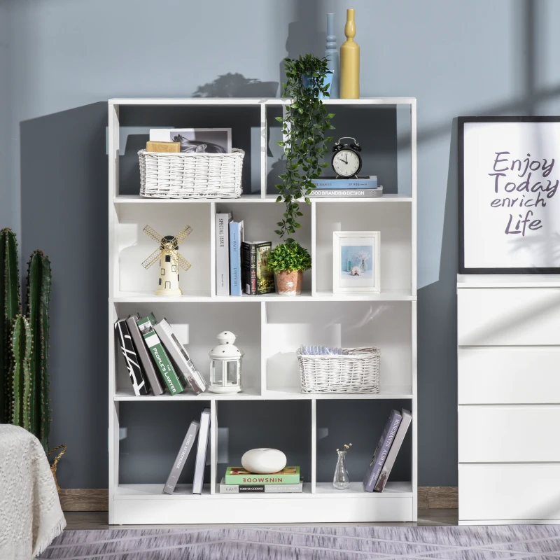 HOMCOM Bücherregal Regal Aufbewahrungsregal 5 Fächer + 5 Regale Spanplatten Weiß