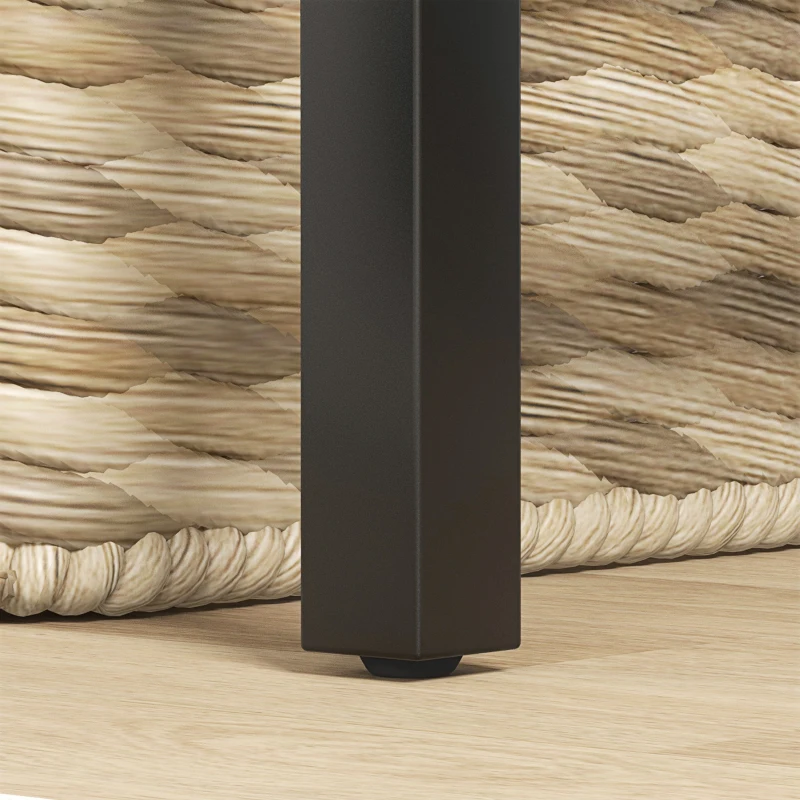 HOMCOM Moderner Design-Schreibtisch, 1 Regal, 2 Schubladen, schwarzes Metallgestell, Holzpartikeln, Maße 106 B x 51,5 T x 102,5 H cm