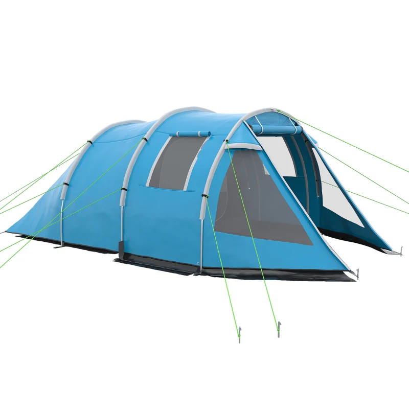 Outsunny Tente de Camping Tente de Trekking, Résistant aux Intempéries, 2 Pièces, 475 x 264 cm Largeur x 172, Bleu